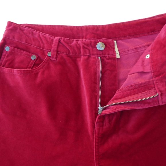 VeLVeT 28x31.5 Vintage 90s Y2K Red Trouser Pants High Waist Slightly Tapered Leg - Picture 5 of 9